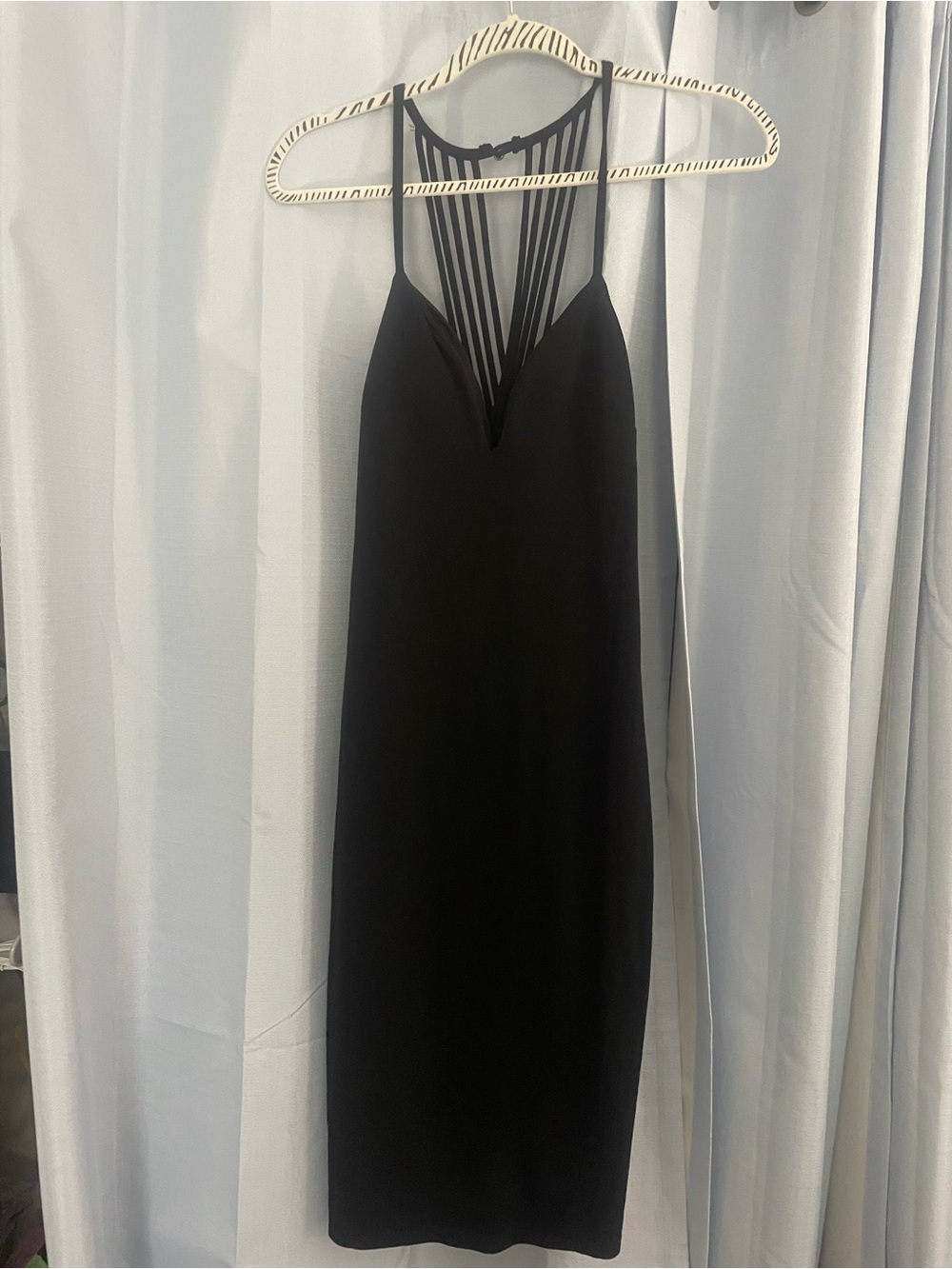 UK2LA Black Strappy V-Neck Midi Slip Dress